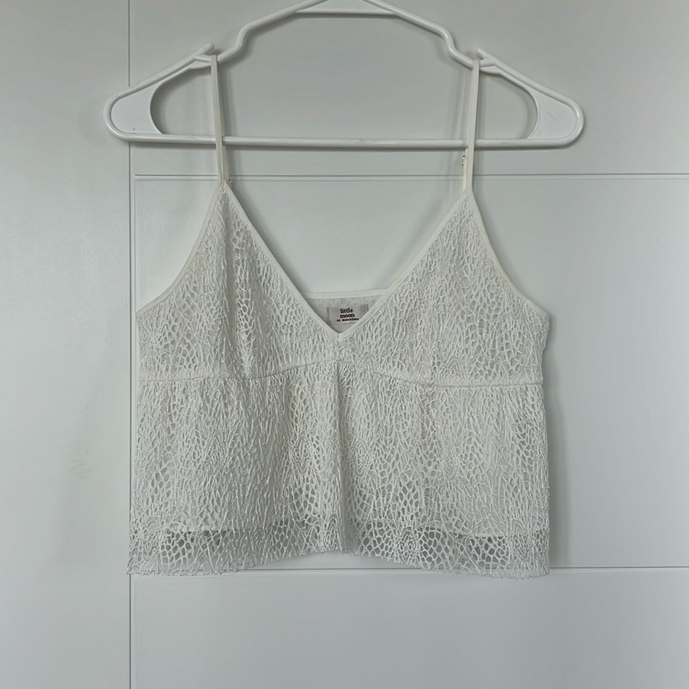 Little Moon cropped lace tank top